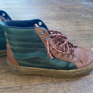 Vans Green and Brown High-Top Sneakers